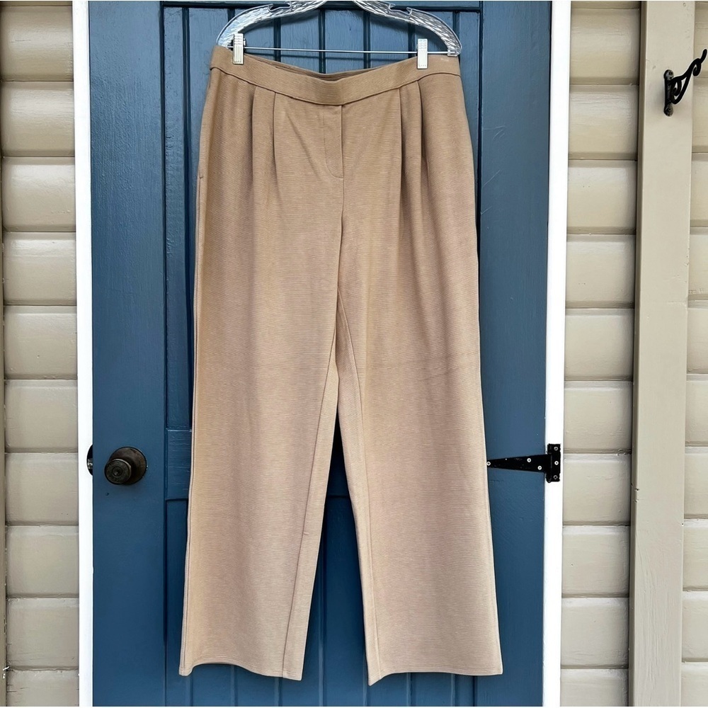 J Jill Wearever Collection Wide Leg Pants Beige Pockets Women's Size L